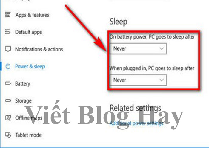 Cách bật/ tắt chế độ Sleep trên win10 bằng Windows Settings - Bước 4,2