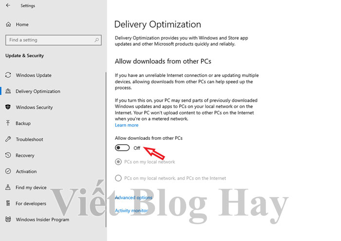 Cách tăng tốc độ mạng win 10 bằng Windows Update Delivery Optimization - Bước 5