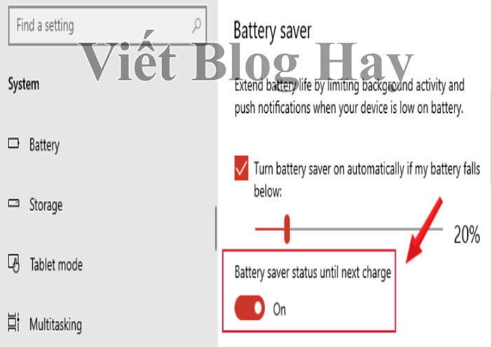 Cách tắt ứng dụng chạy ngầm Win 10 Bằng Battery Saver Mode - Bước 4
