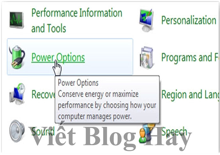 Tắt chế độ ngủ đông Win 7 ở Control Panel - Bước 1