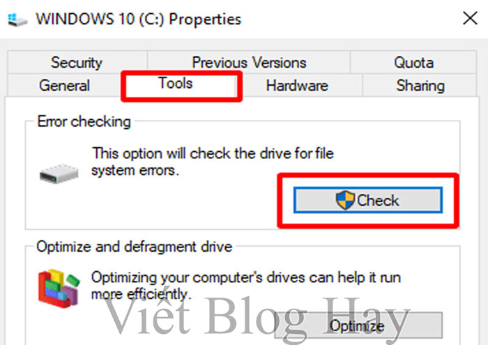 Xoá bỏ file cứng đầu bằng Repairing Disk Errors trên Windows - Bước 3
