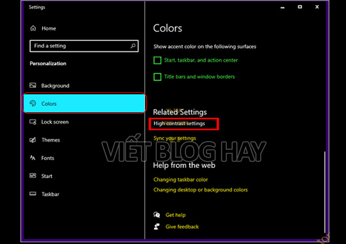 Cách sửa lỗi màu sắc Windows 10 bằng High Contrast - Bước 2