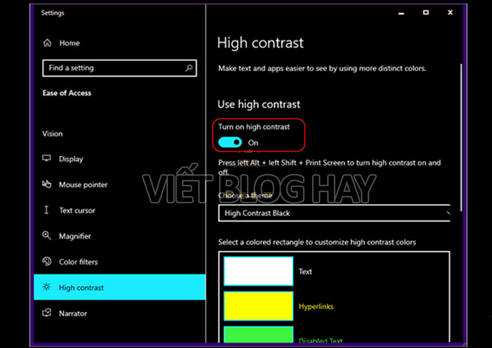 Cách sửa lỗi màu sắc Windows 10 bằng High Contrast - Bước 3