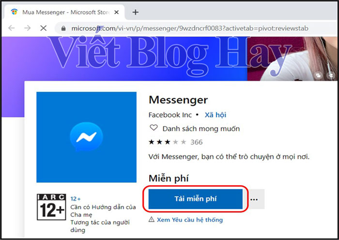 Cách cài đặt Messenger cho máy tính bằng cửa hàng Micosoft - Bước 1,1