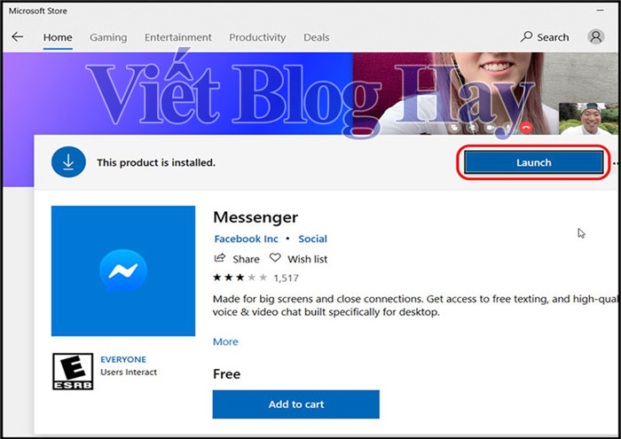 Cách cài đặt Messenger cho máy tính bằng cửa hàng Micosoft - Bước 4
