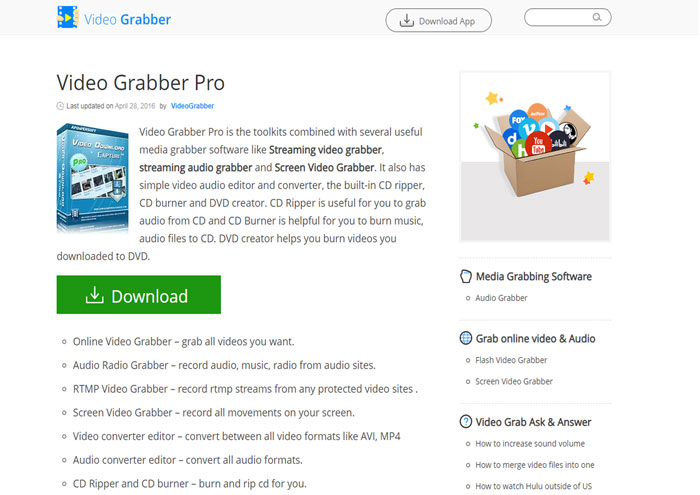 Tải video bằng phần mềm Video Grabber Pro